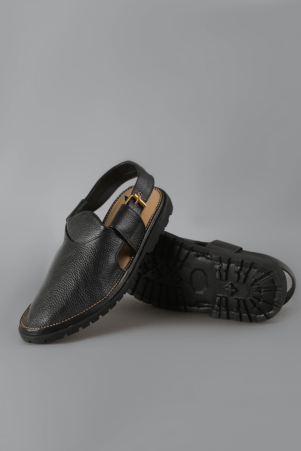 Black Round Toe Peshawari Sandal