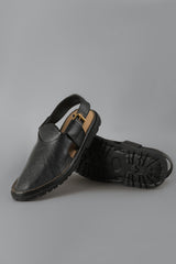Black Round Toe Peshawari Sandal