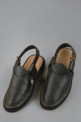 Black Round Toe Peshawari Sandal