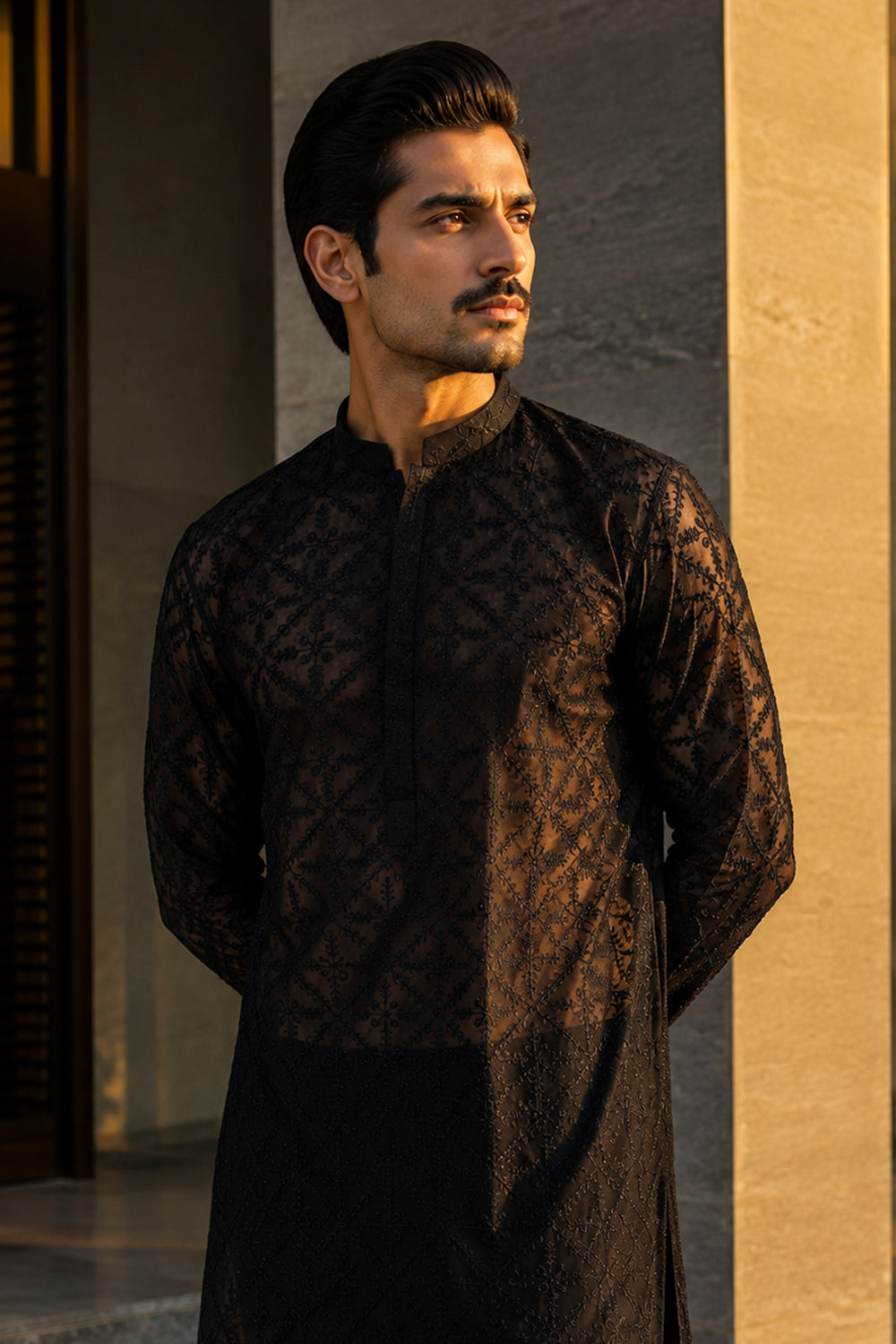 Black Chikankari Kurta Pajama