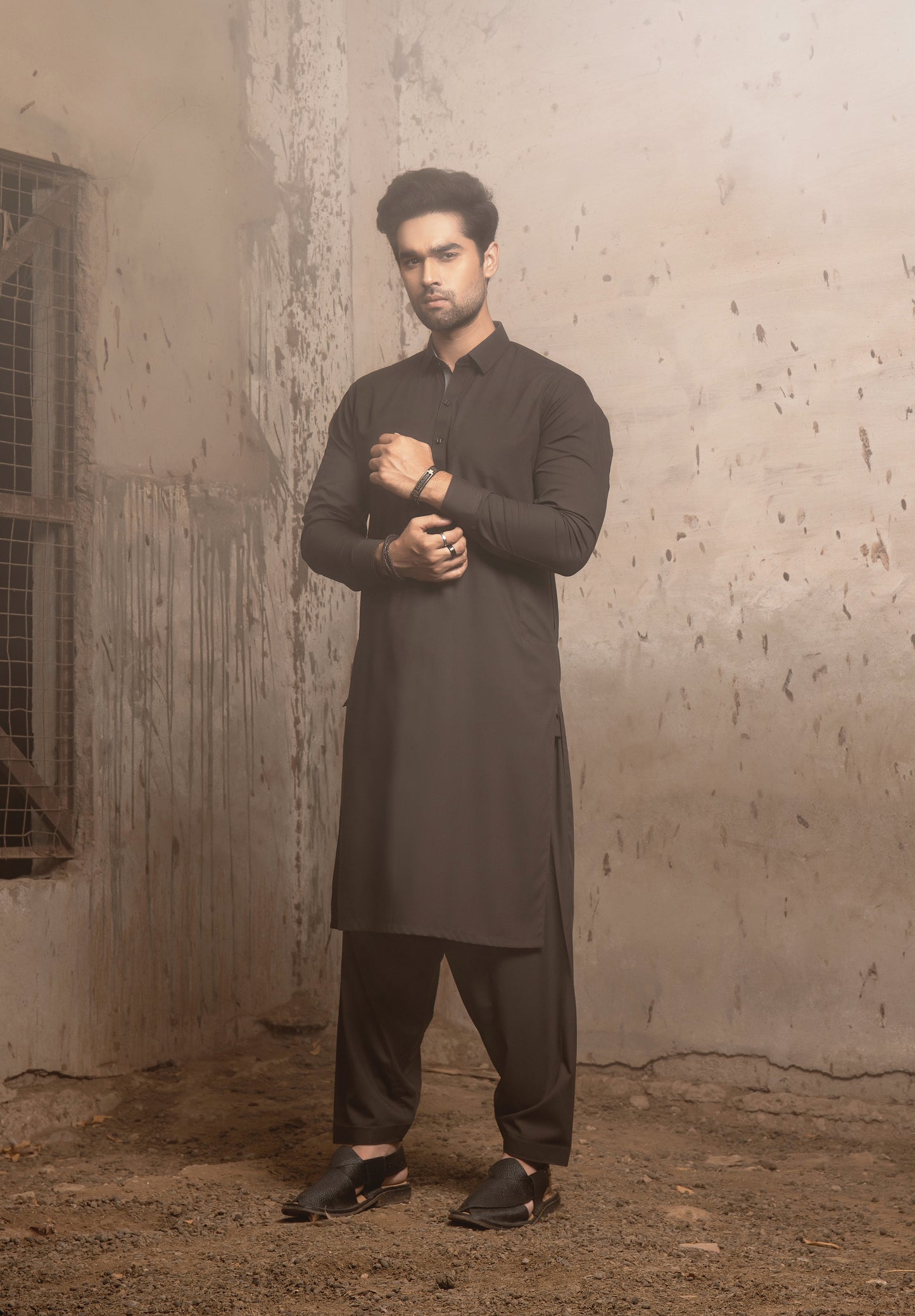 MILITARY OLIVE WASH N WEAR KAMEEZ SHALWAAR