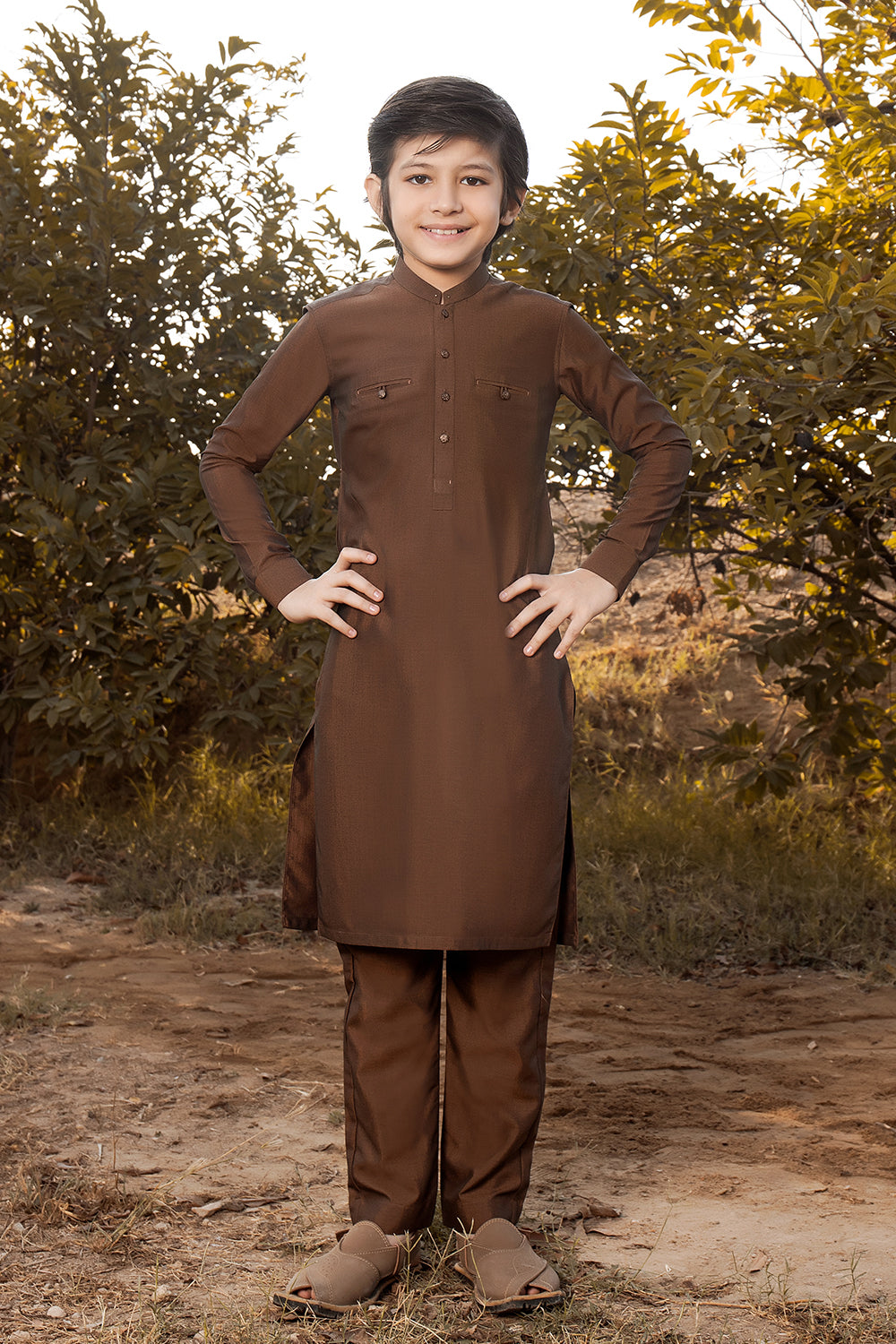 SEPIA BROWN KID'S KURTA PAJAMA