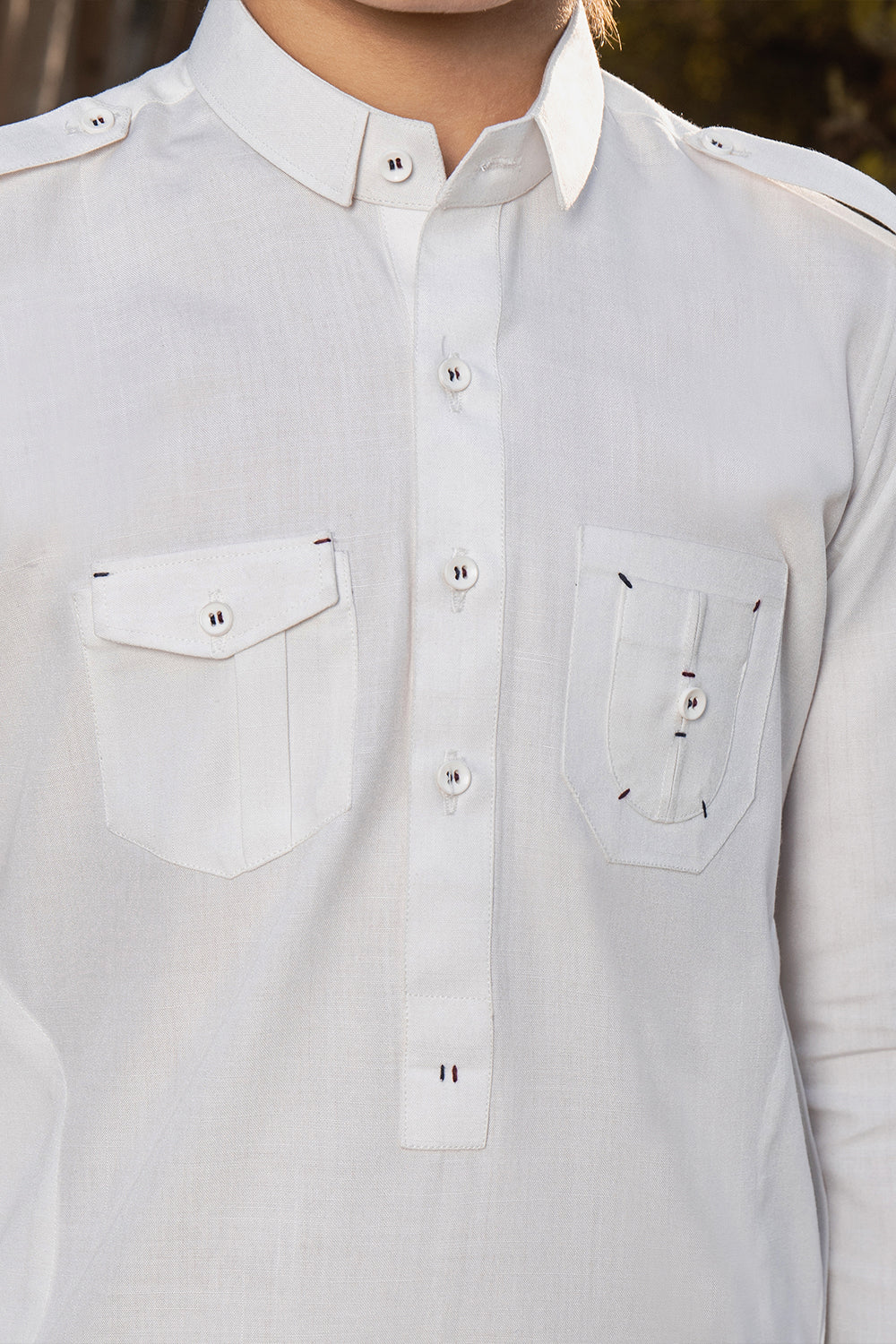 WHITE SLUB WASH N WEAR KID'S KAMEEZ SHALWAAR