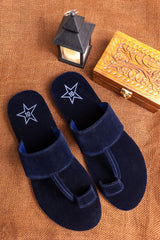 Navy Blue Sueded Kolhapuri