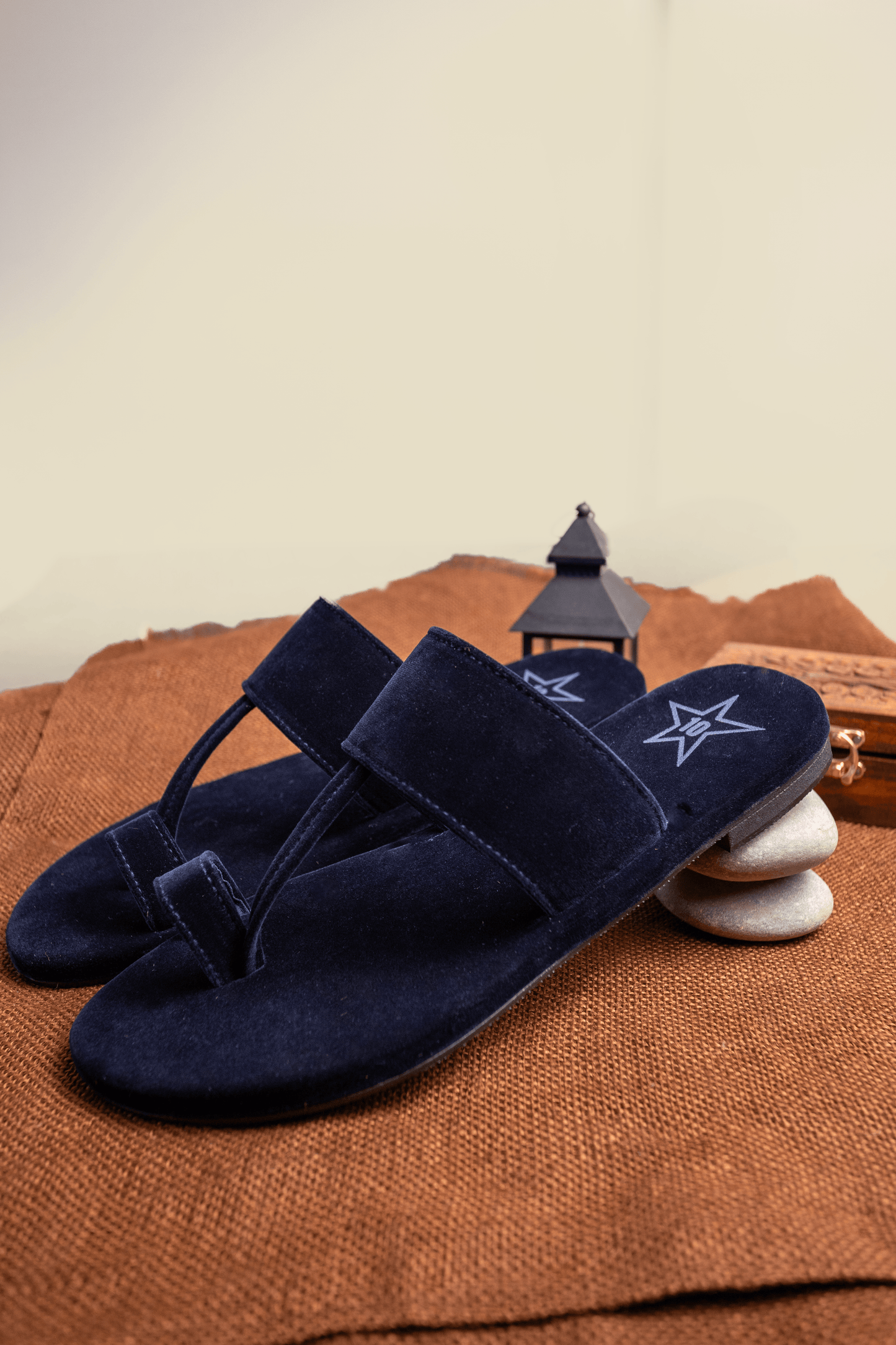 Navy Blue Sueded Kolhapuri