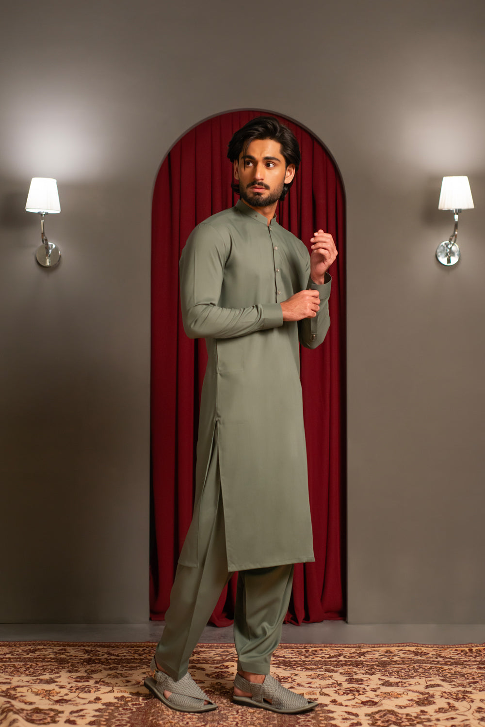 Sage Green Kameez Shalwar