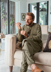 OLIVE GREEN KAMEEZ SHALWAR