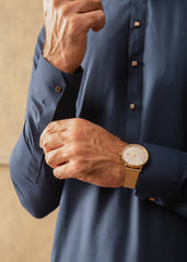 BLUE BUTTON DOWN KAMEEZ SHALWAAR