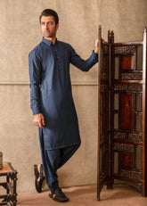 BLUE BUTTON DOWN KAMEEZ SHALWAAR
