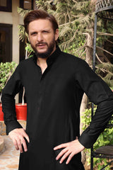 Classic Black Button-Down Collar Kameez Shalwar