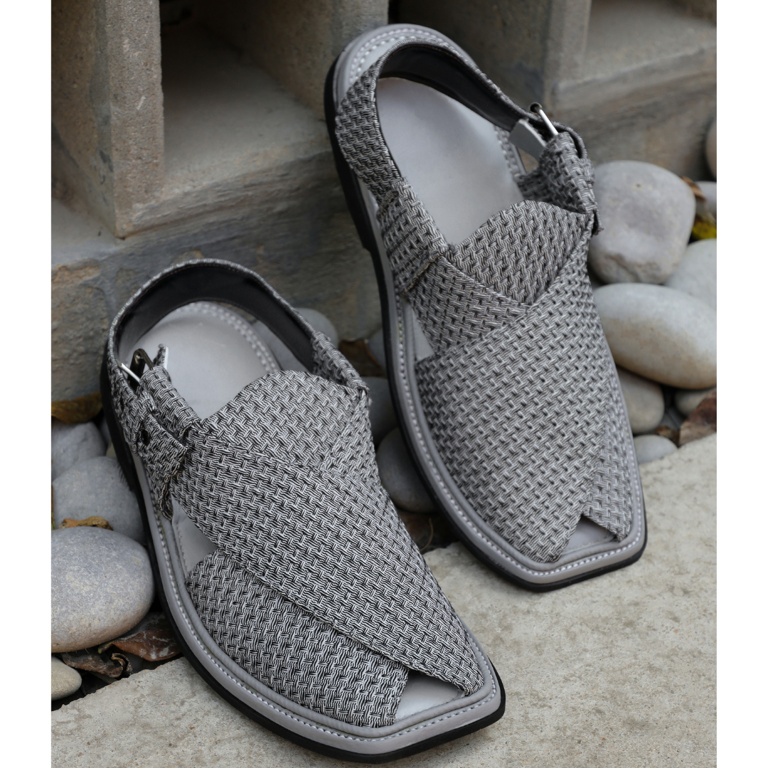 Grey Jacquard Peshawari Sandal