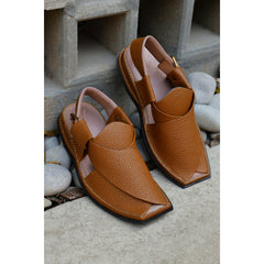 Camel Brown Textured Peshawari Chappals