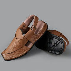 Camel Brown Textured Peshawari Chappals