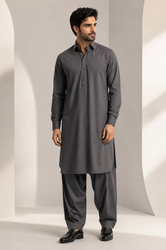 Smoke Gray Kameez Shalwar