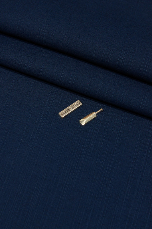 Oxford Blue Textured Wash n Wear Unstitched Fabric