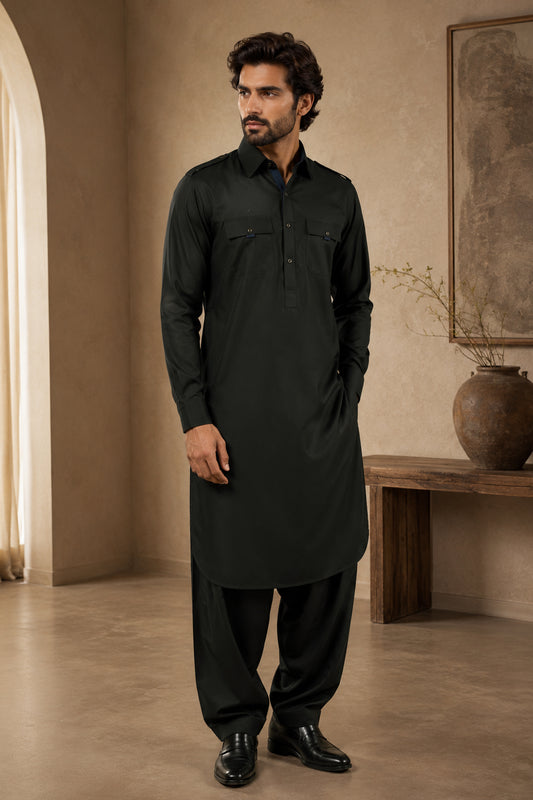 Military Green Kameez Shalwar