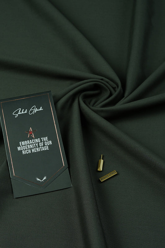 Dark Army Green Luxury Unstitched Fabric