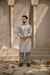 Silver Gray Kameez Shalwar