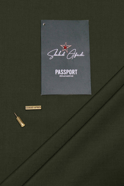 Olive Green Wash n Wear Unstitched Fabric