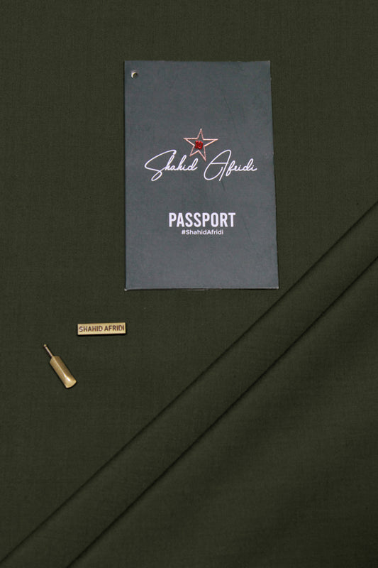 Olive Green Wash n Wear Unstitched Fabric