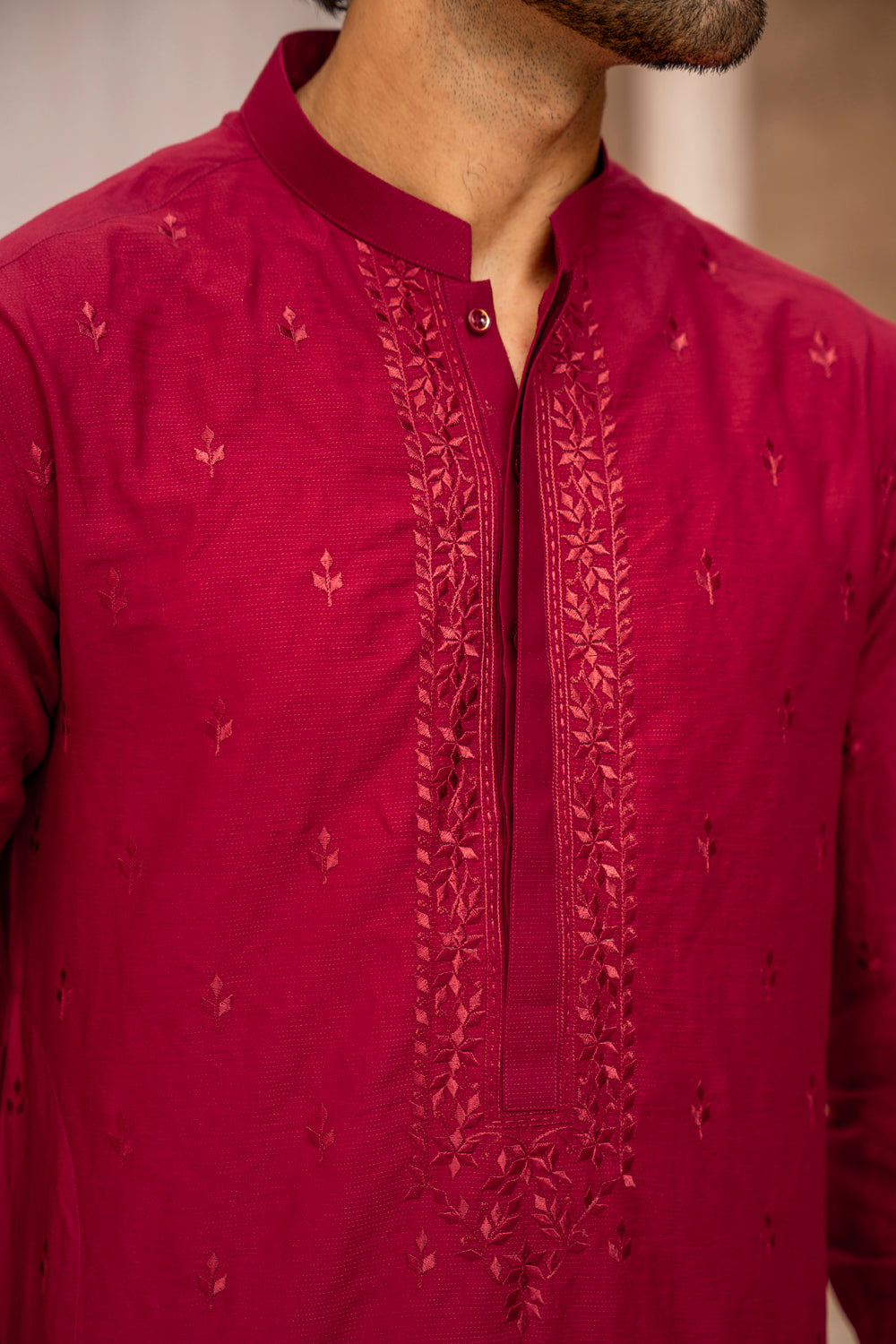 Red Embroidered Kurta Pajama