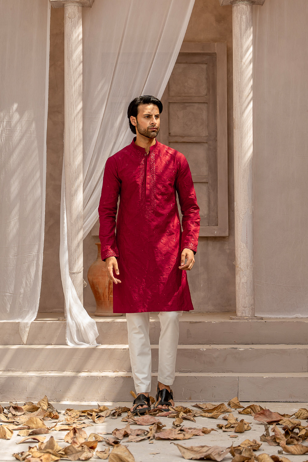 Red Embroidered Kurta Pajama