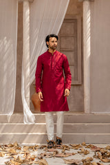 Red Embroidered Kurta Pajama