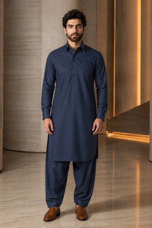 Blue Charcoal Kameez Shalwar