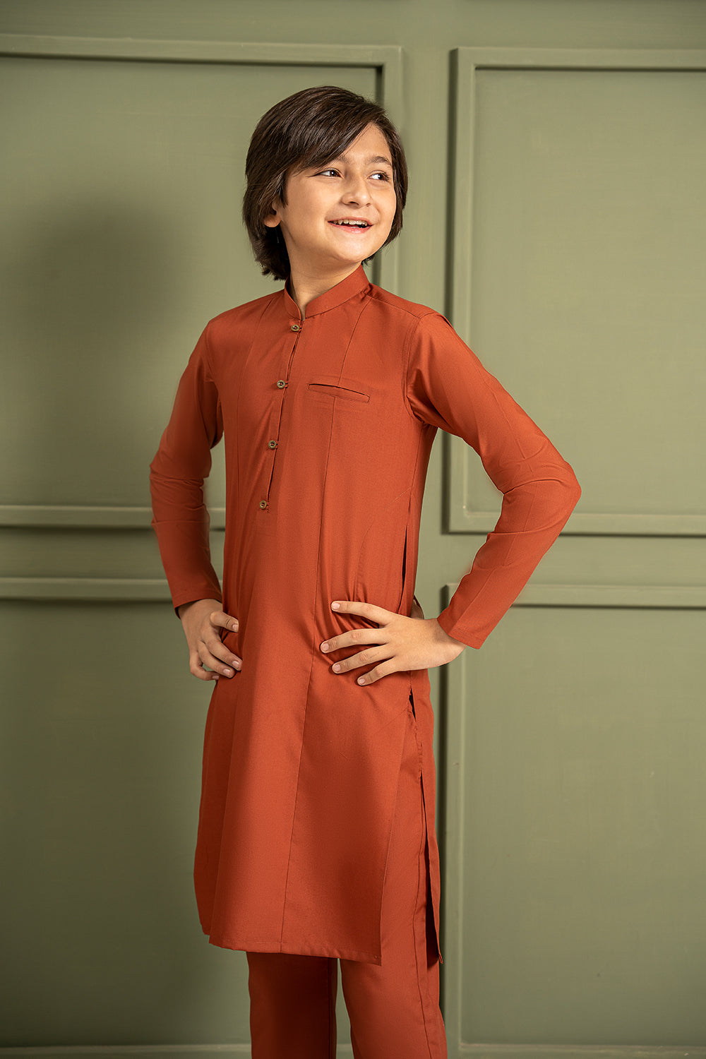 Kid’s Burnt Orange Kurta Pajama