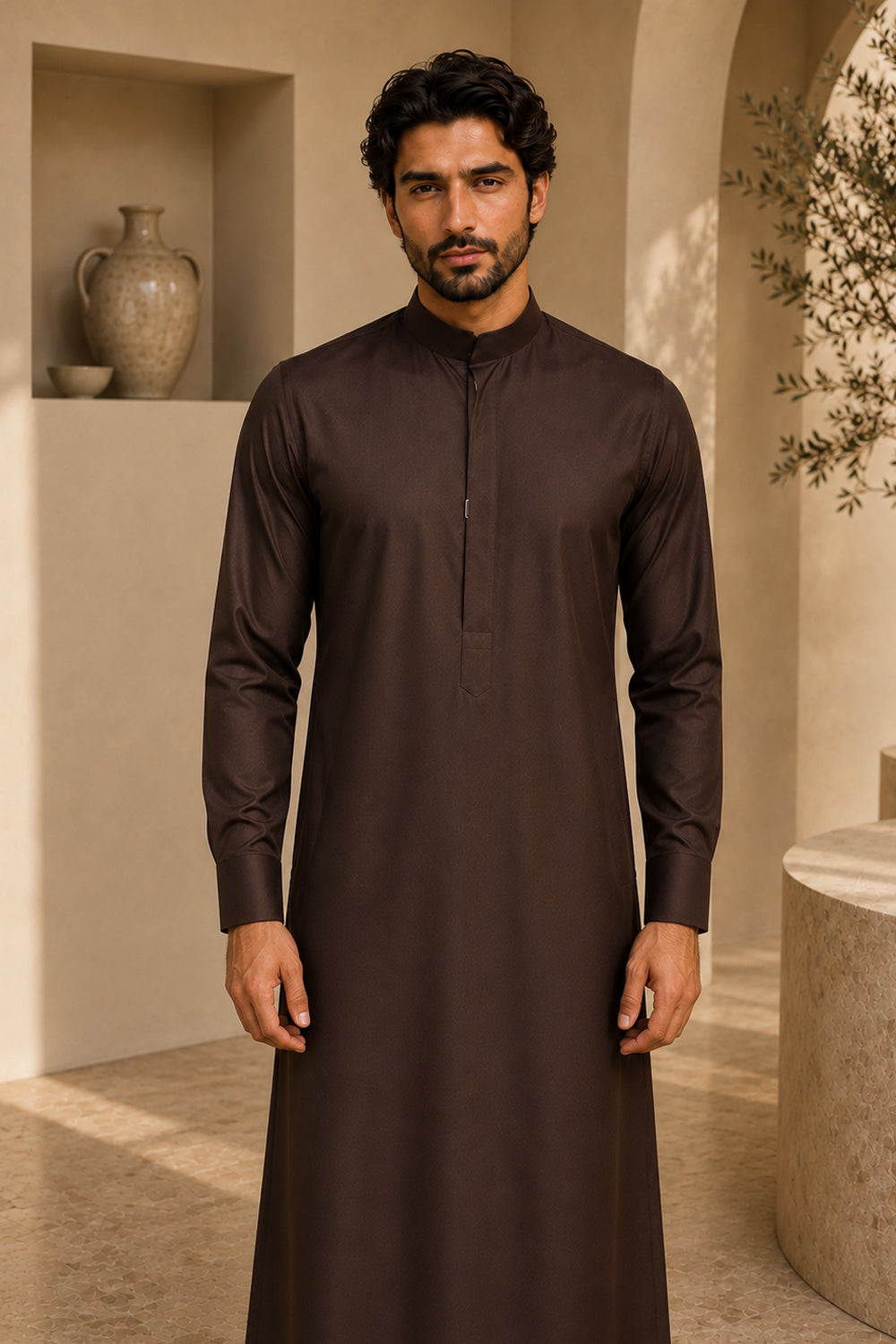 Brown Two-Tone Arabic Thobe