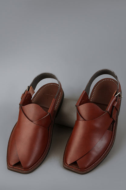 Red Smooth Finish Peshawari Chappal