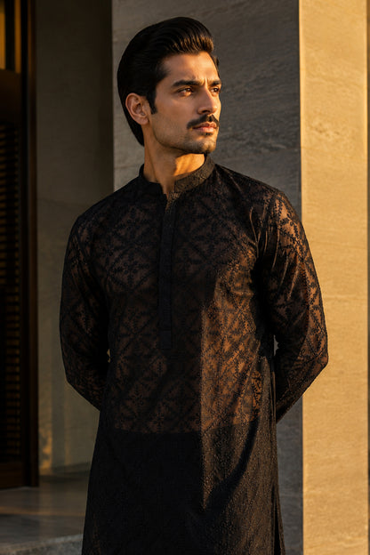 Black Chikankari Kurta Pajama