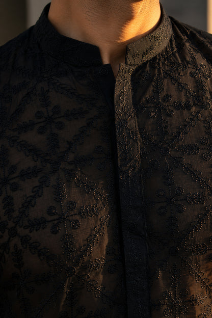 Black Chikankari Kurta Pajama