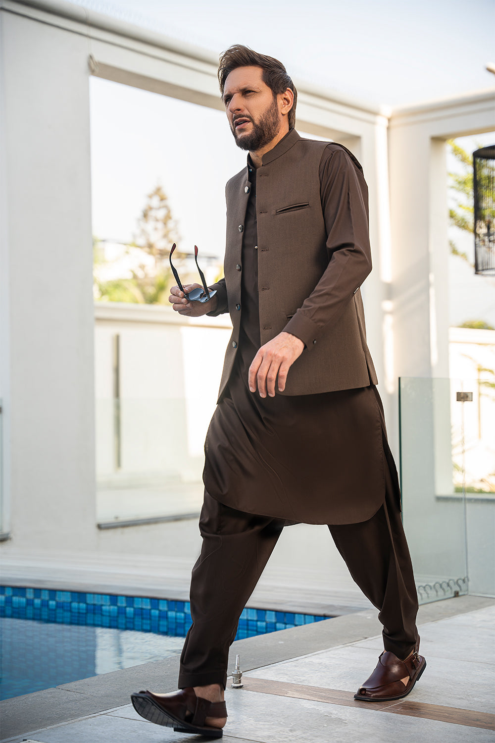 Chocolate Brown Waistcoat – Shahid Afridi Store