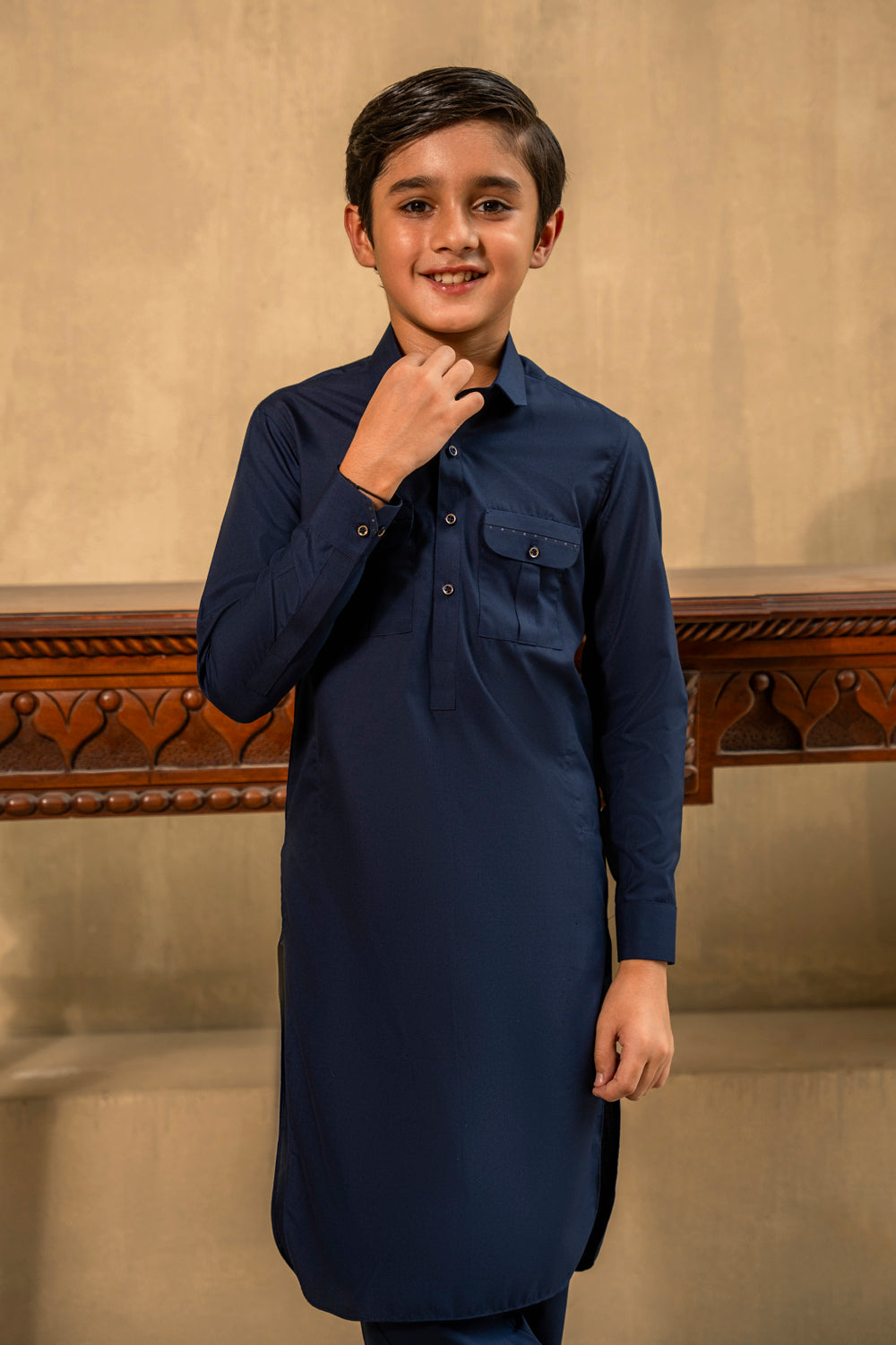 Kid’s Dark Navy Blue Kameez Shalwar