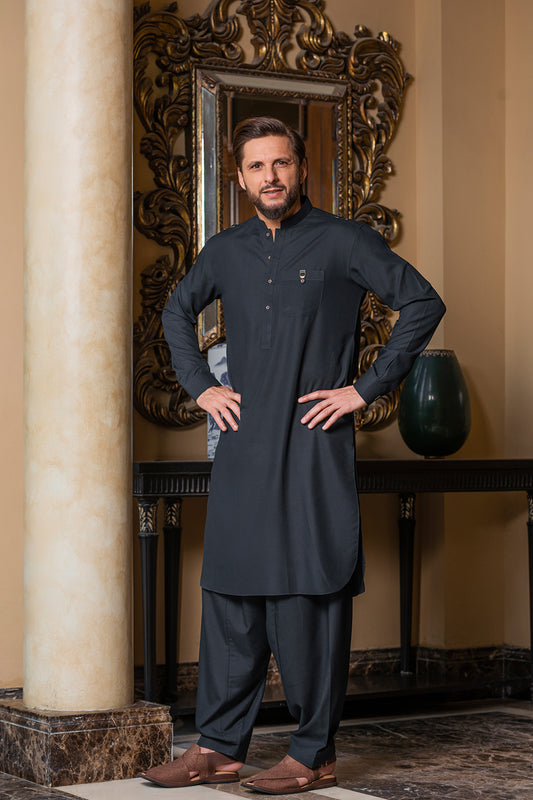 Charcoal Green Kameez Shalwar