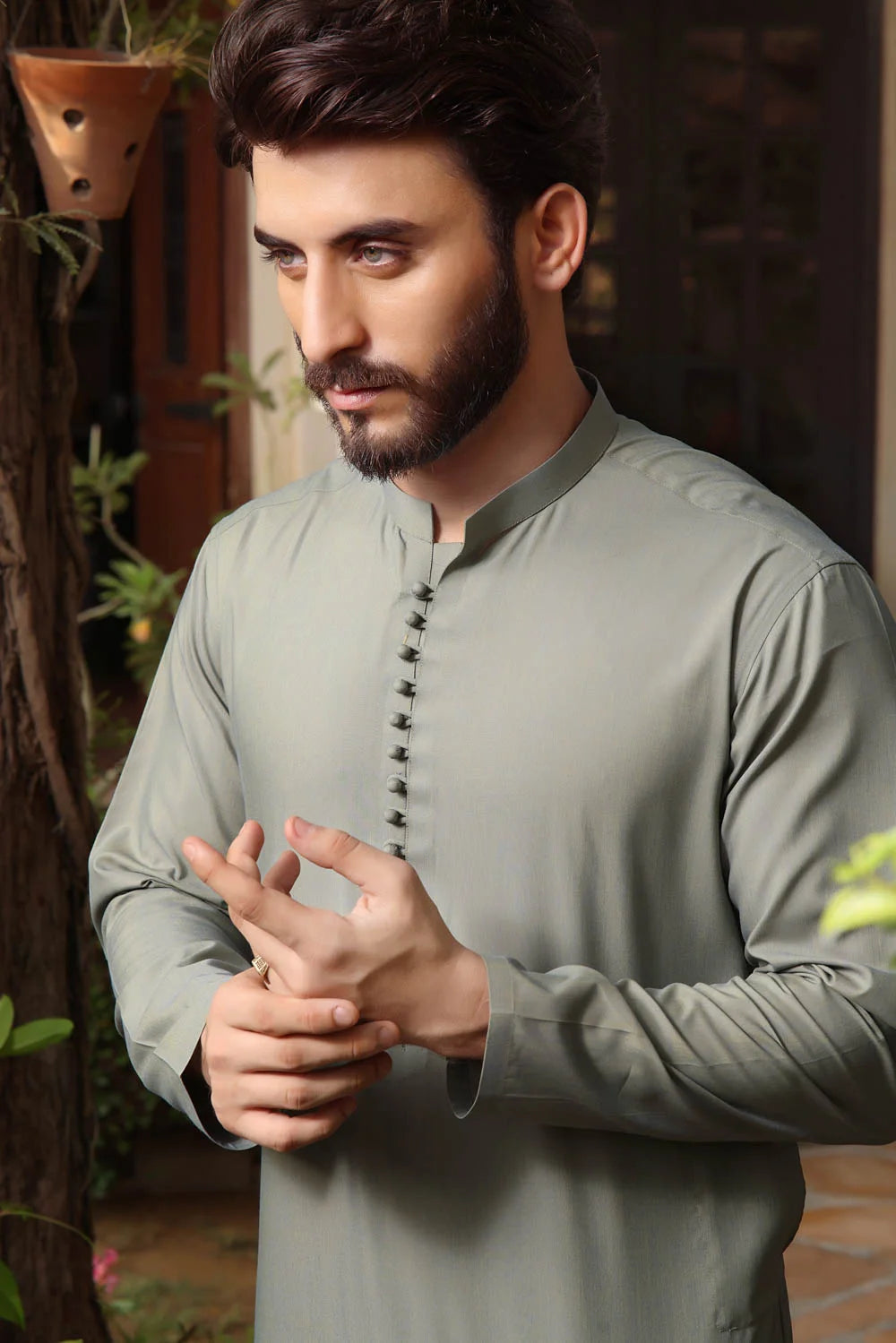 Dessert Sage Two-Tone Blended Kurta Trouser