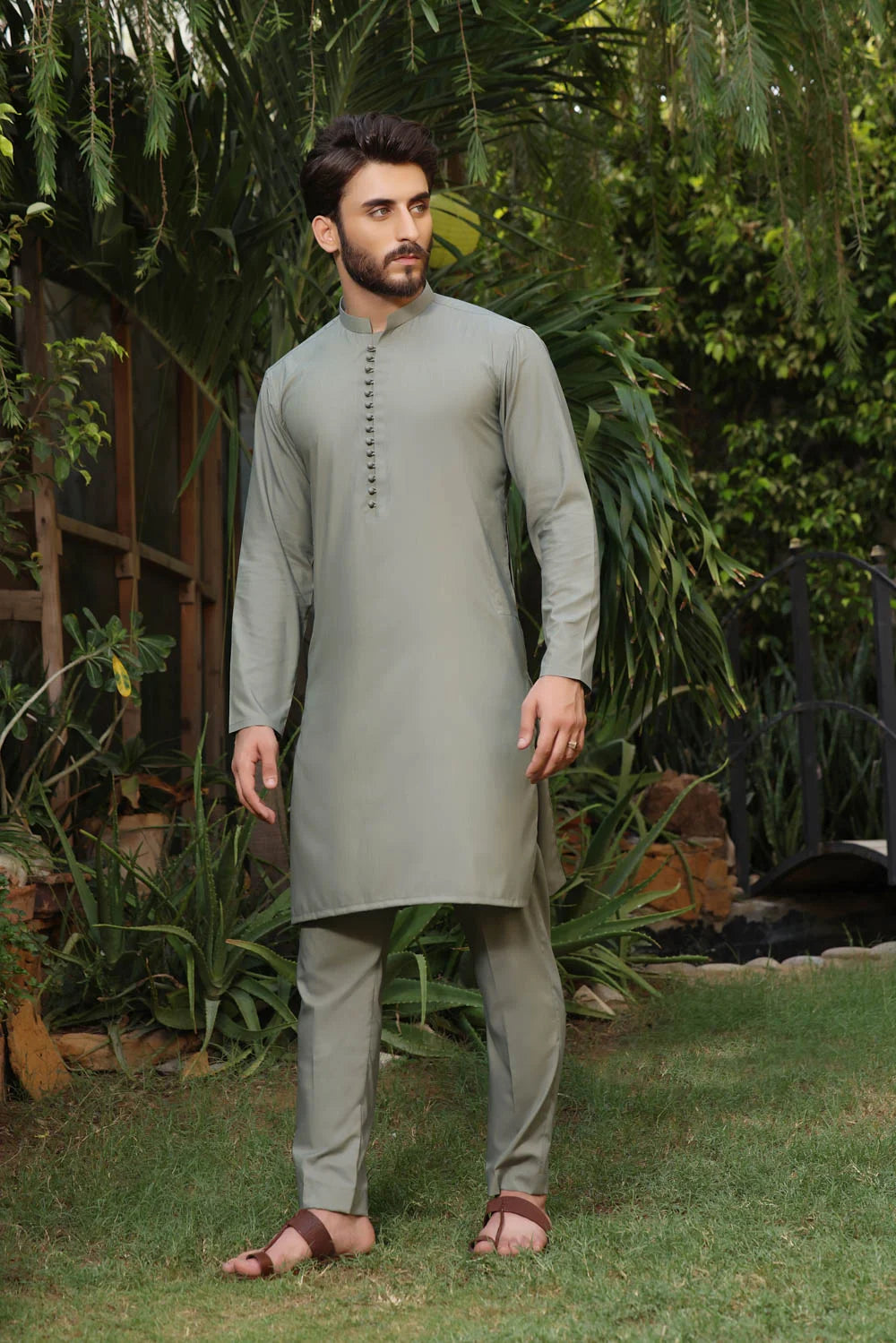 Dessert Sage Two-Tone Blended Kurta Trouser