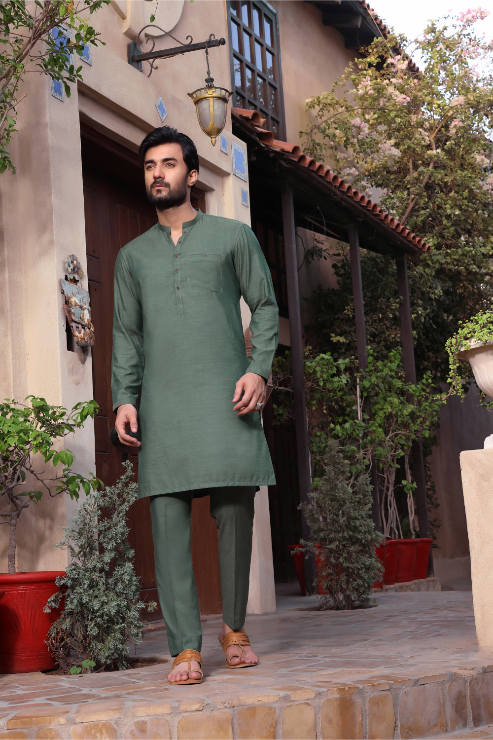 Leaf-Green Kurta Trousers