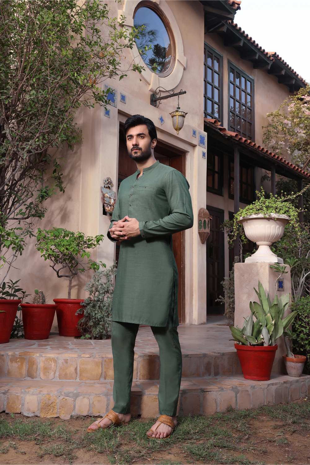 Leaf-Green Kurta Trousers