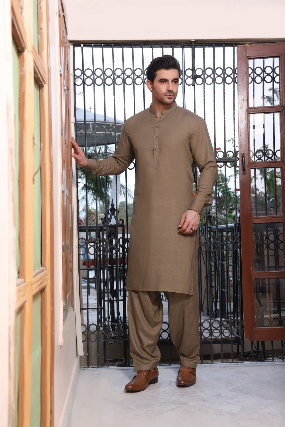 Copper Brown Two-Toned Kameez Shalwar