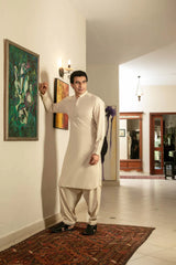 Beige Boski Kameez Shalwar