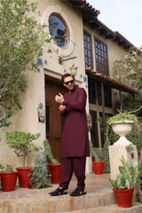 Maroon Blended Kameez Shalwar