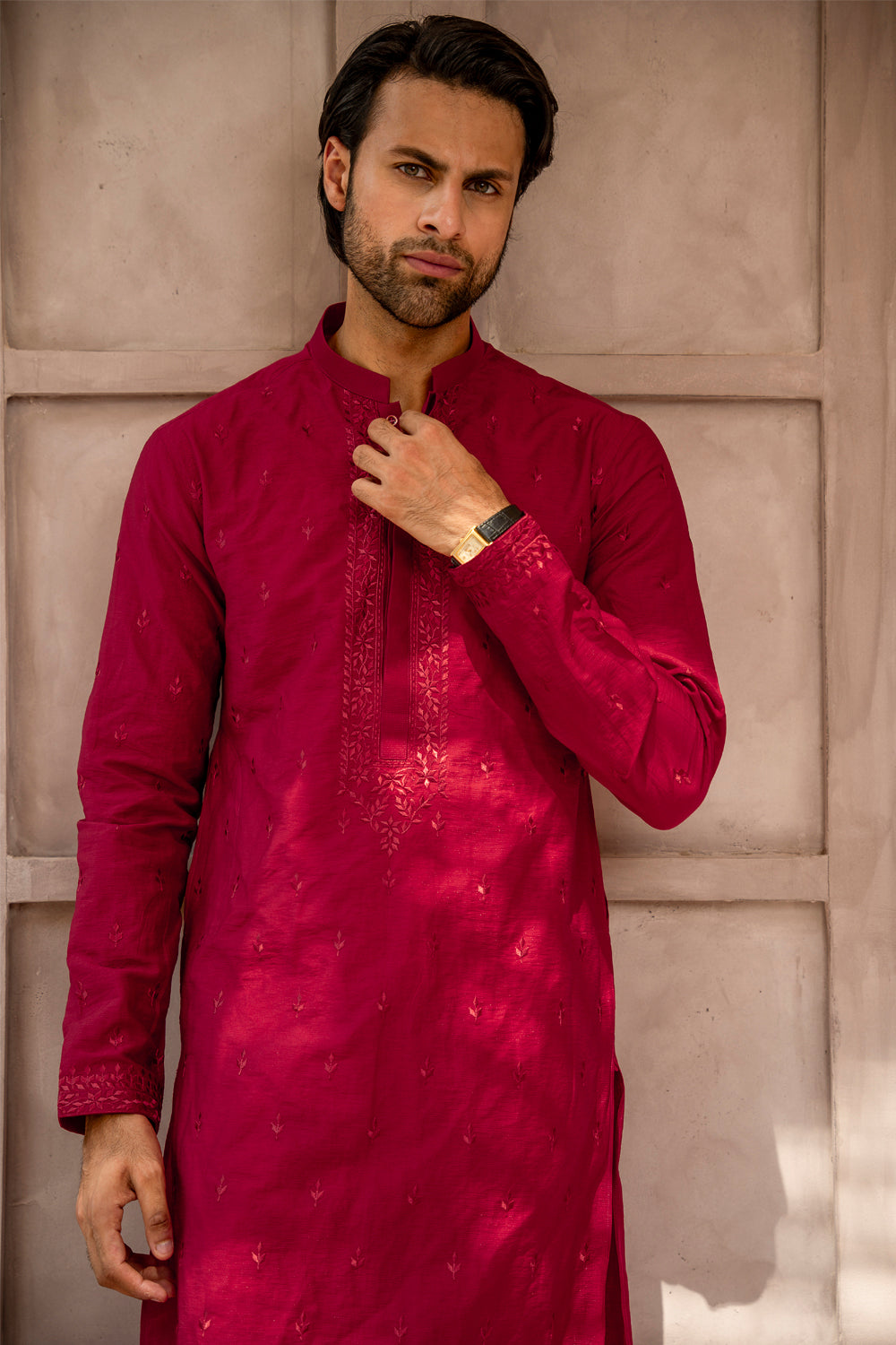 Red Embroidered Kurta Pajama