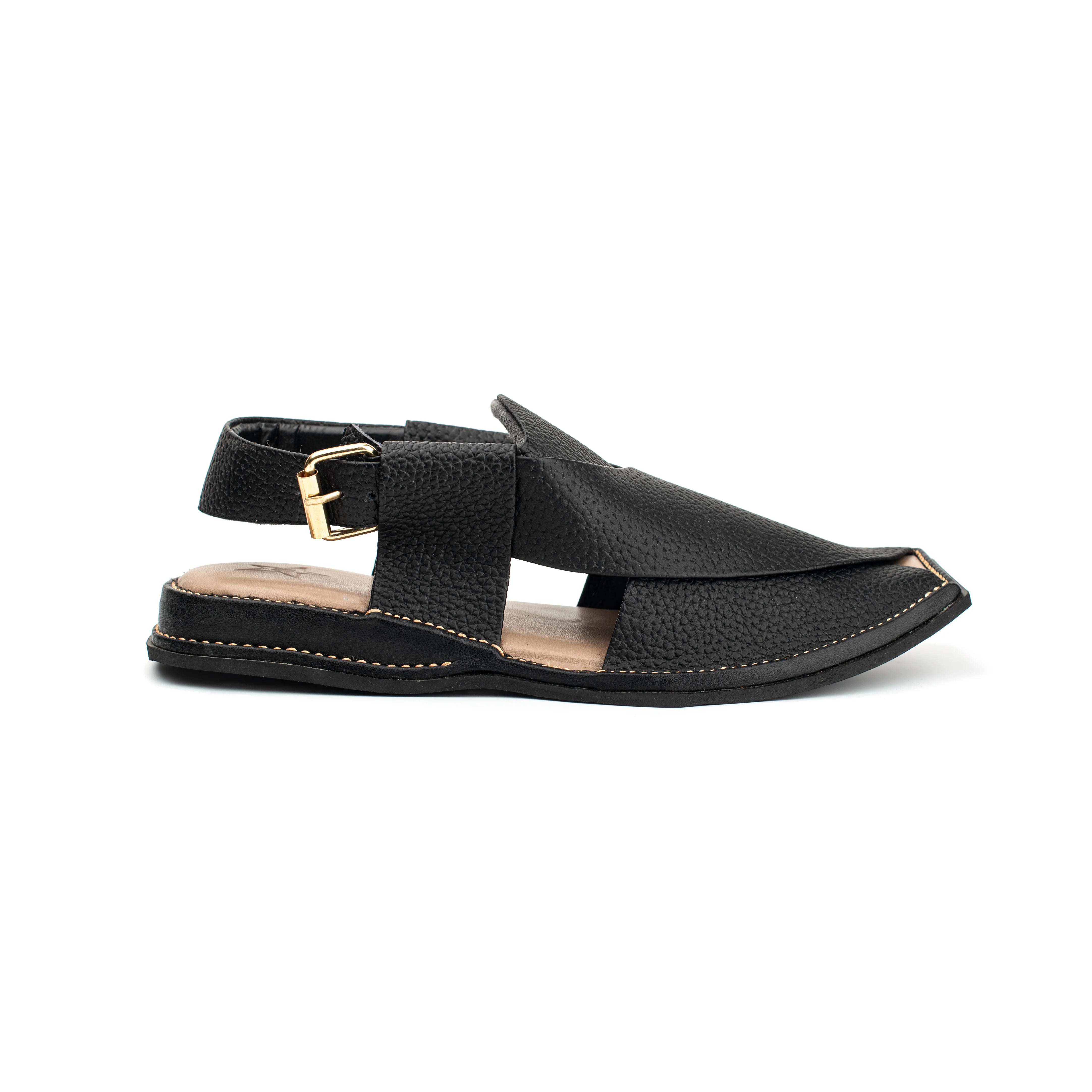 Black and Gold Textured Peshawari Sandal