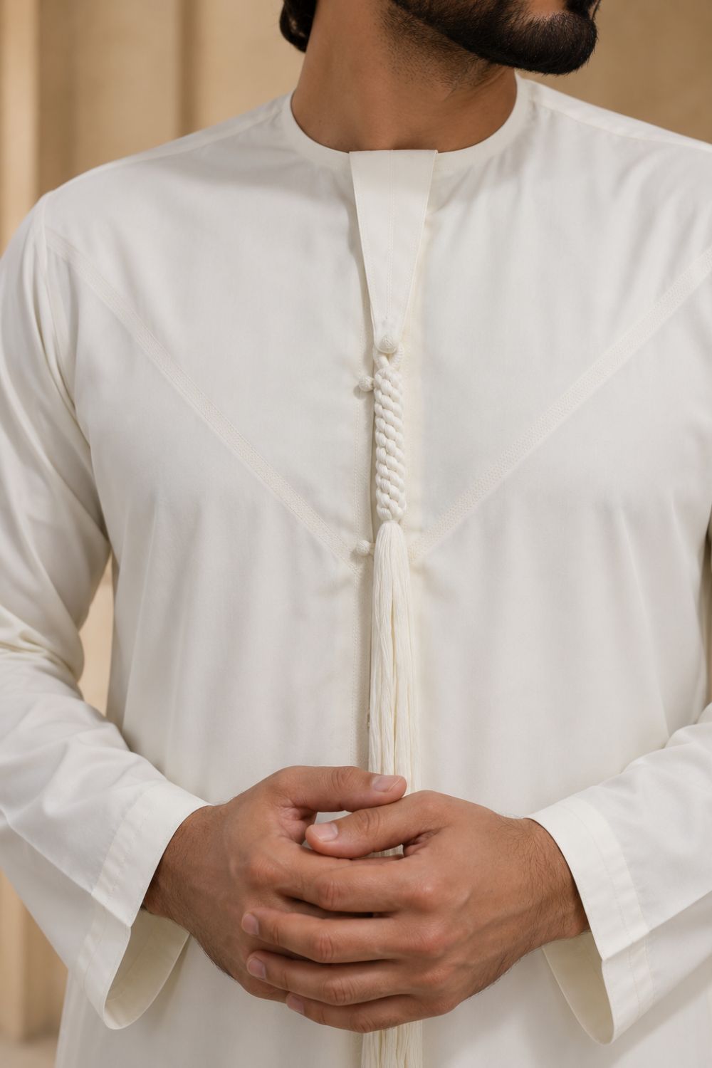 Cream Emirati Thobe with Tassel