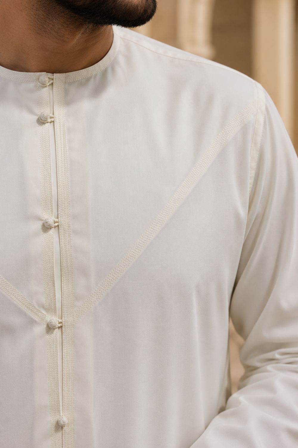 Cream Emirati Thobe with Tassel