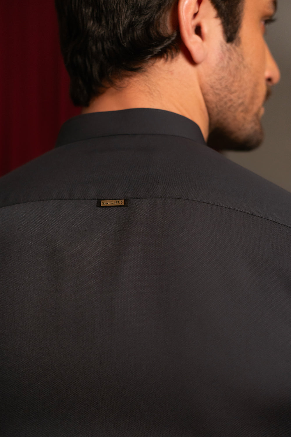 Charcoal Gray Dobby Designer Kameez Shalwar