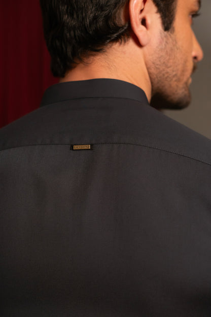 Charcoal Gray Dobby Designer Kameez Shalwar