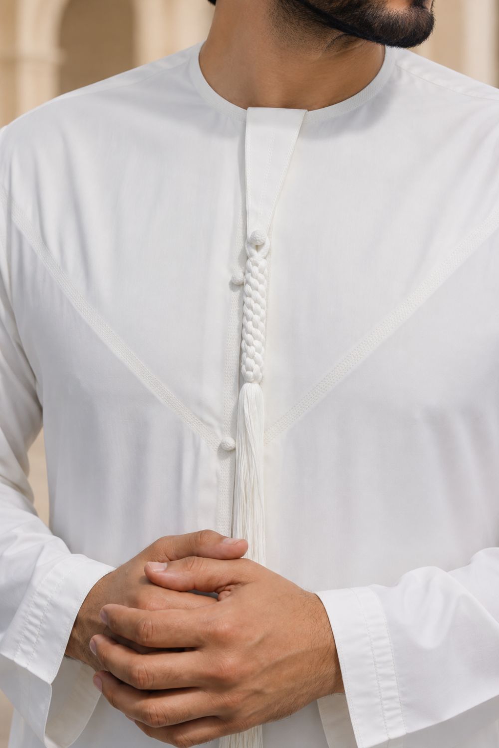 Off-White Emirati Thobe with Tassel